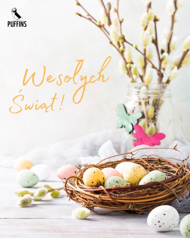 🐣 Wesołych Świąt Wielkanocnych! 🐣

Niech te dni będą pełne spokoju, uśmiechu i małych przyjemności. 
Wiosna niech przyniesie Wam lekkość, świeżą energię i dobry nastrój – każdego dnia 🌸💛

Zespół Puffins 💛