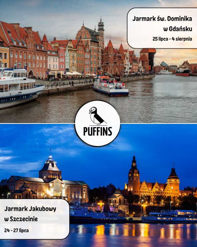☀️ Lato, słońce i… puffingowana przygoda! 💛
To lato będzie dla nas pełne smaku i spotkań z Wami — ruszamy w trasę z Puffinsami!

Już za chwilę będziecie mogli nas spotkać w dwóch pięknych, wakacyjnych miastach:
📍 Szczecin – Jarmark Jakubowy | 24–27 lipca
📍 Gdańsk – Jarmark św. Dominika | 25 lipca – 4 sierpnia

Przyjedźcie, pospacerujcie po urokliwych uliczkach, poczujcie letni klimat i koniecznie zajrzyjcie na nasze stoiska! Będzie pysznie, chrupiąco i wakacyjnie 🍓🧀🌿

Zabierzcie ze sobą znajomych, dzieci, rodziców albo po prostu… dobry humor — my zadbamy o resztę! 😋

Do zobaczenia w trasie!
#Puffins #PuffingowaneSmaki #JarmarkJakubowy #JarmarkŚwDominika #LatozPuffins #chrupnijcośdobrego #spotkajmysię #Szczecin #Gdańsk